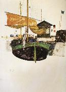 Egon Schiele Ships at Trieste Germany oil painting artist